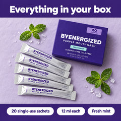 Everything in the box: 20 single-use 12 ml fresh mint sachets